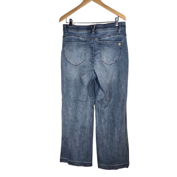 Democracy Ab Tech Wide Leg Jeans Denim 12 High Rise Trendy Elastics Stretch - Picture 6 of 7